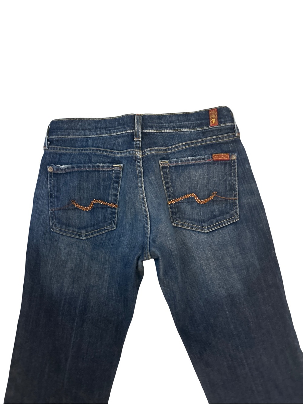 7 For All Mankind Womens 28 Bootcut Jeans Dark Wash Stretch Blue Denim Y2K USA - Picture 6 of 14